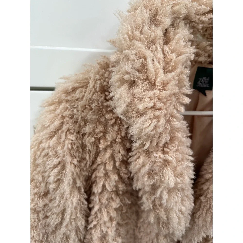 Wild Fable Tan Beige Faux Fur Teddy‎ Coat Shaggy Mid Length Jacket Small